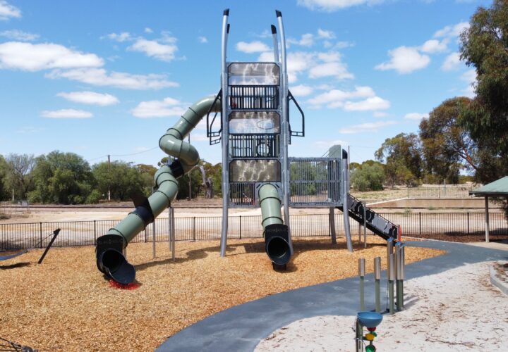 Three level playground tower in country town South Australia